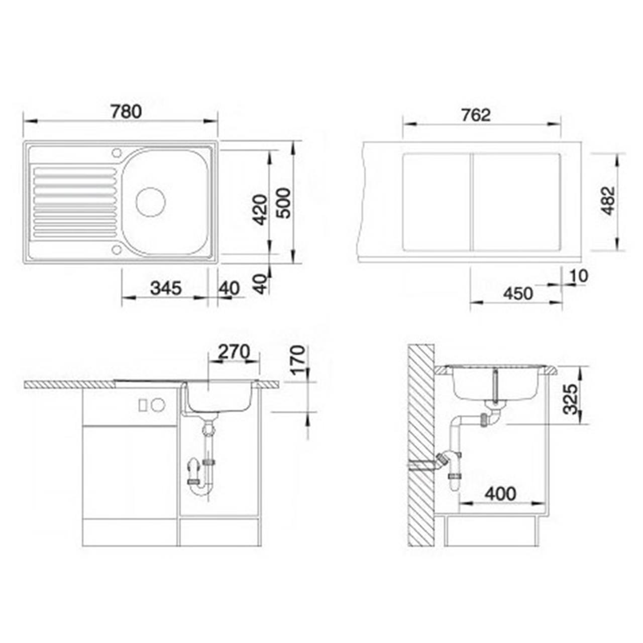 Poza Chiuveta BLANCO TIPO, 45S Compact, inox, Linen - 513675 [2]