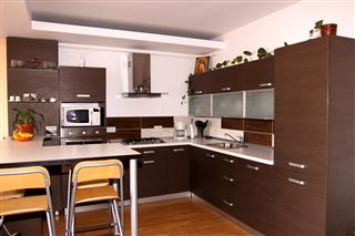 Poza Bucatarie L, bar, pal, blat, postforming, stejat inchis, alb - cbc090415 1 [1]