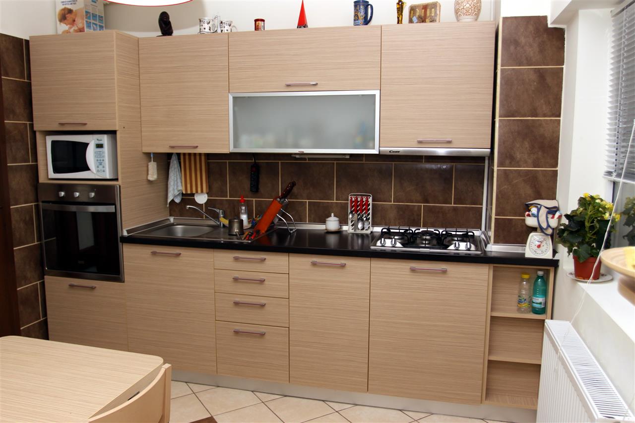 Poza Bucatarie liniara, masa, pal, blat, zebrano nisip, stejar ferrara brun - cbc090513 [1]