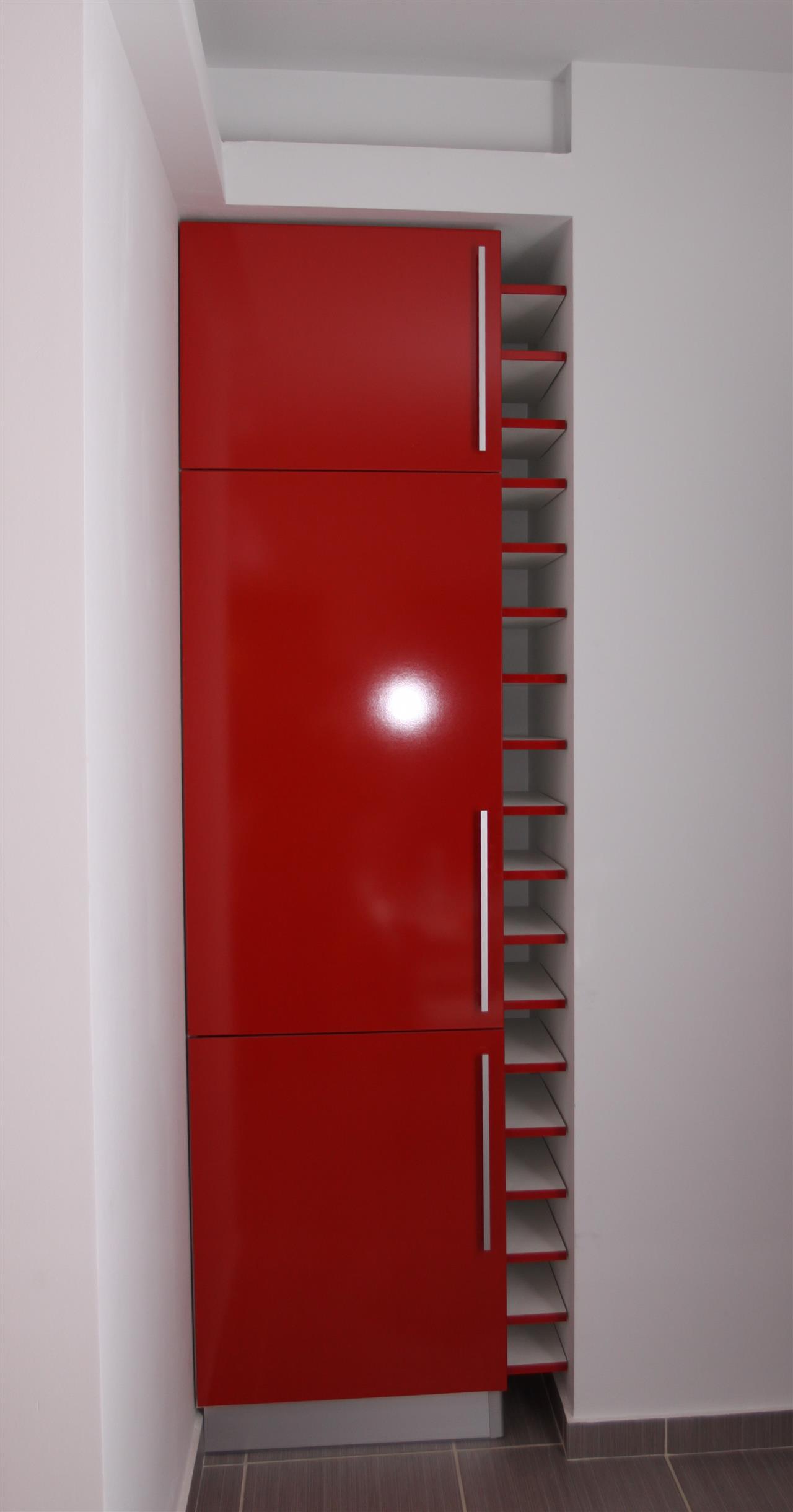 Poza Bucatarie liniara, pal/pal lucios, blat, rosu, alb - cbc091210 [2]