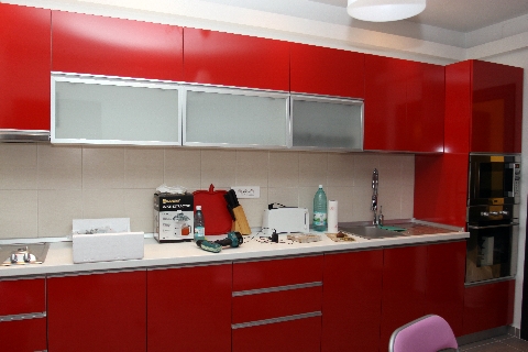 Poza Bucatarie liniara, pal/pal lucios, blat, rosu, alb - cbc091210 [1]