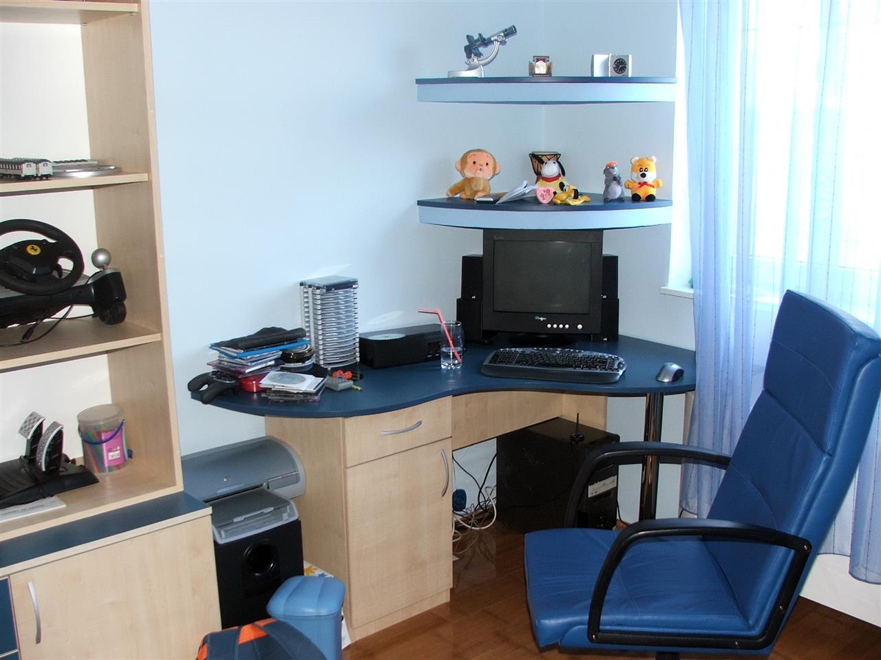 Poza ansamblu birou, pal, geam sablat, artar, arin albastru inchis - cdr050303 [2]