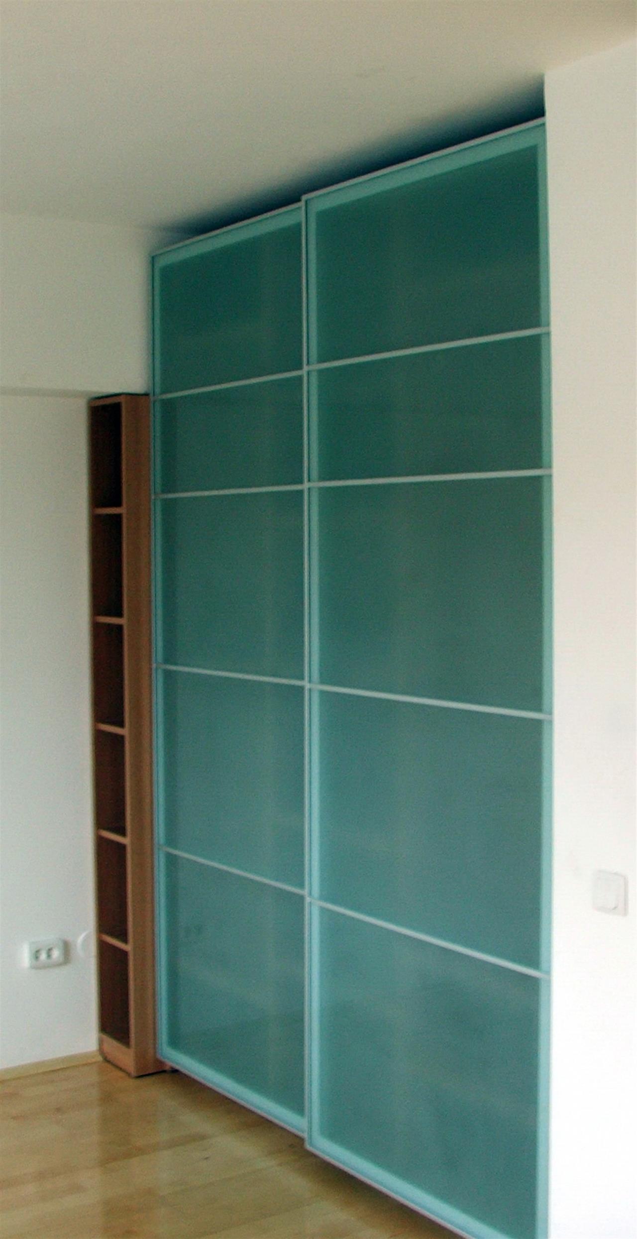 Poza dressing usi glisante/batante, pal, geam sablat, stejar natur, rama aluminiu - cdr051029 [2]