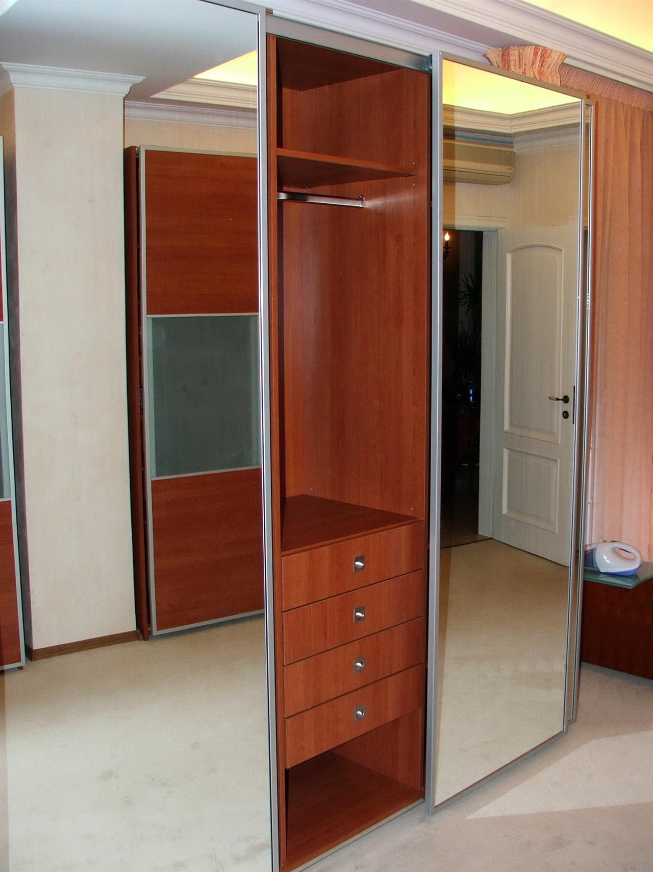 Poza dressing usi glisante, pal, oglinda, geam sablat, cires, rama aluminiu - cdr060503 [5]