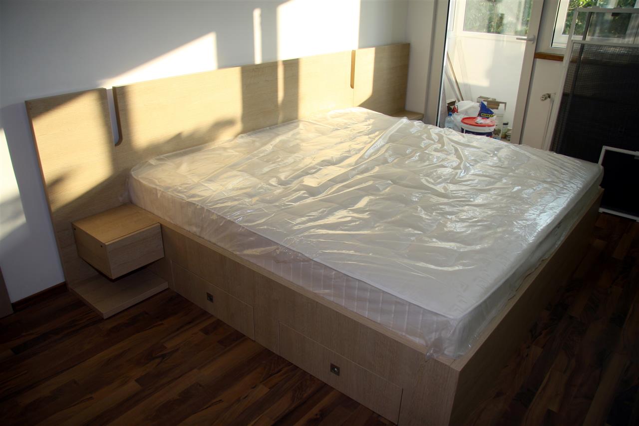 Poza pat cu sertare, pal, zebrano nisip - cdr070618 1 [1]