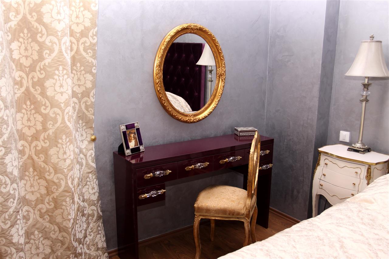 Poza pat tapitat + dressing usi glisante + comoda, pal, mdf lucios, mov, kristal 2 - cdr090415 [3]