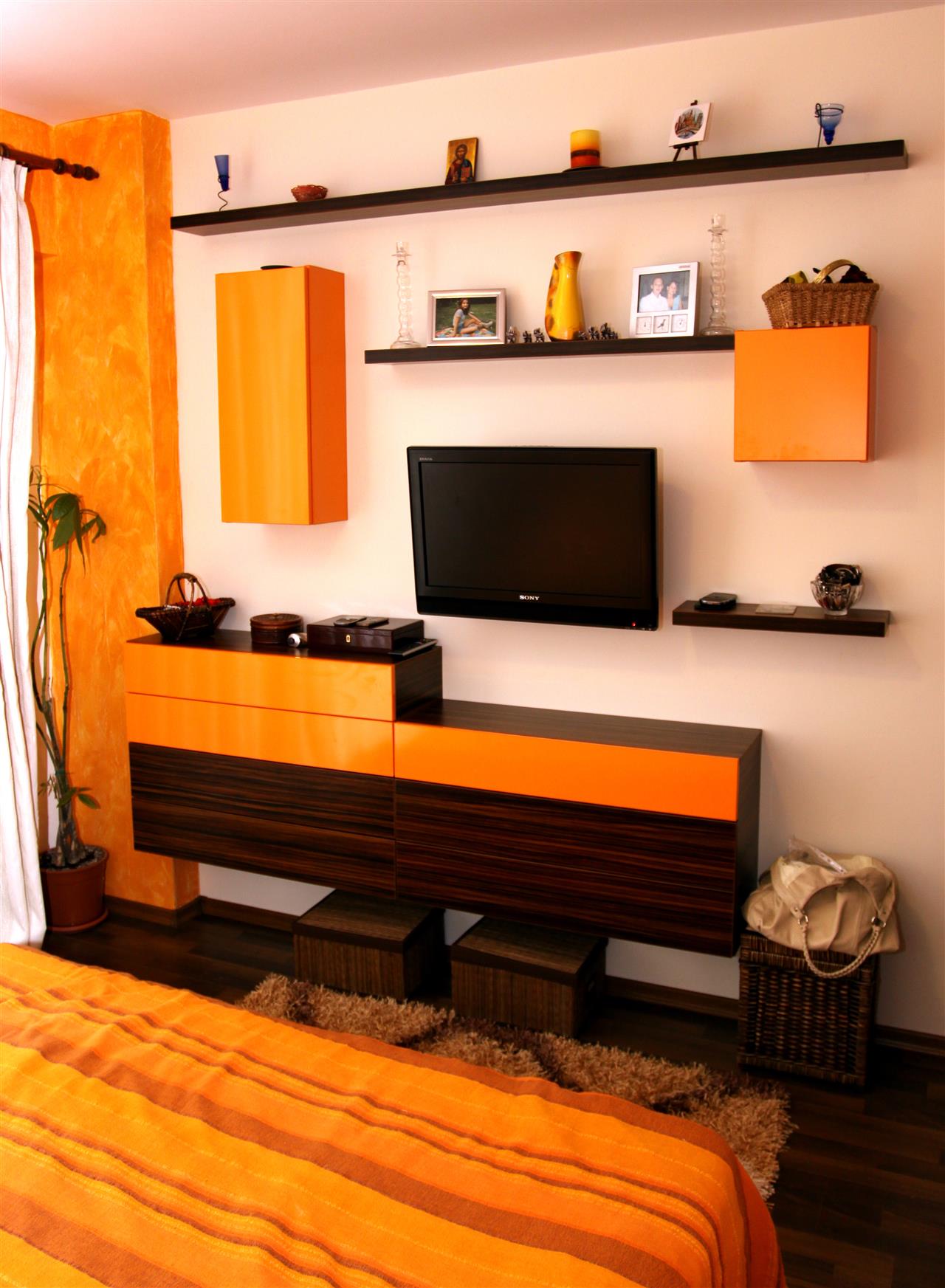 Poza ansamblu tv + pat + dressing, pal/pal lucios, makassar, portocaliu - cdr090513 [1]