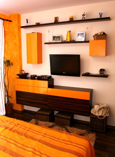 Poza ansamblu tv + pat + dressing, pal/pal lucios, makassar, portocaliu - cdr090513 [1]