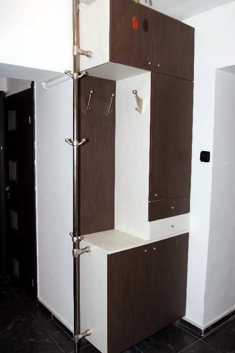 Poza dressing usi batante + cuier, pal, oglinda, woodline crem, woodline mocca, rama aluminiu - chl090418 [1]