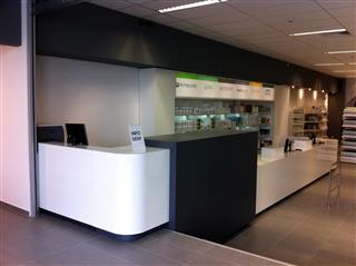 Poza info desk + casierii + expunere, pal, hpl, geam, alb, antracit - mal120312 [1]