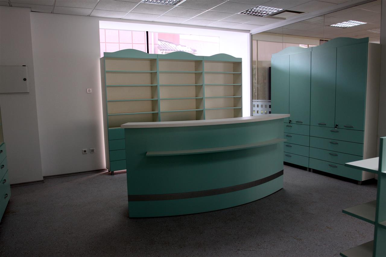 Poza Farmacie receptie + etajere, pal, alb, aqua green - mrf110204 [2]