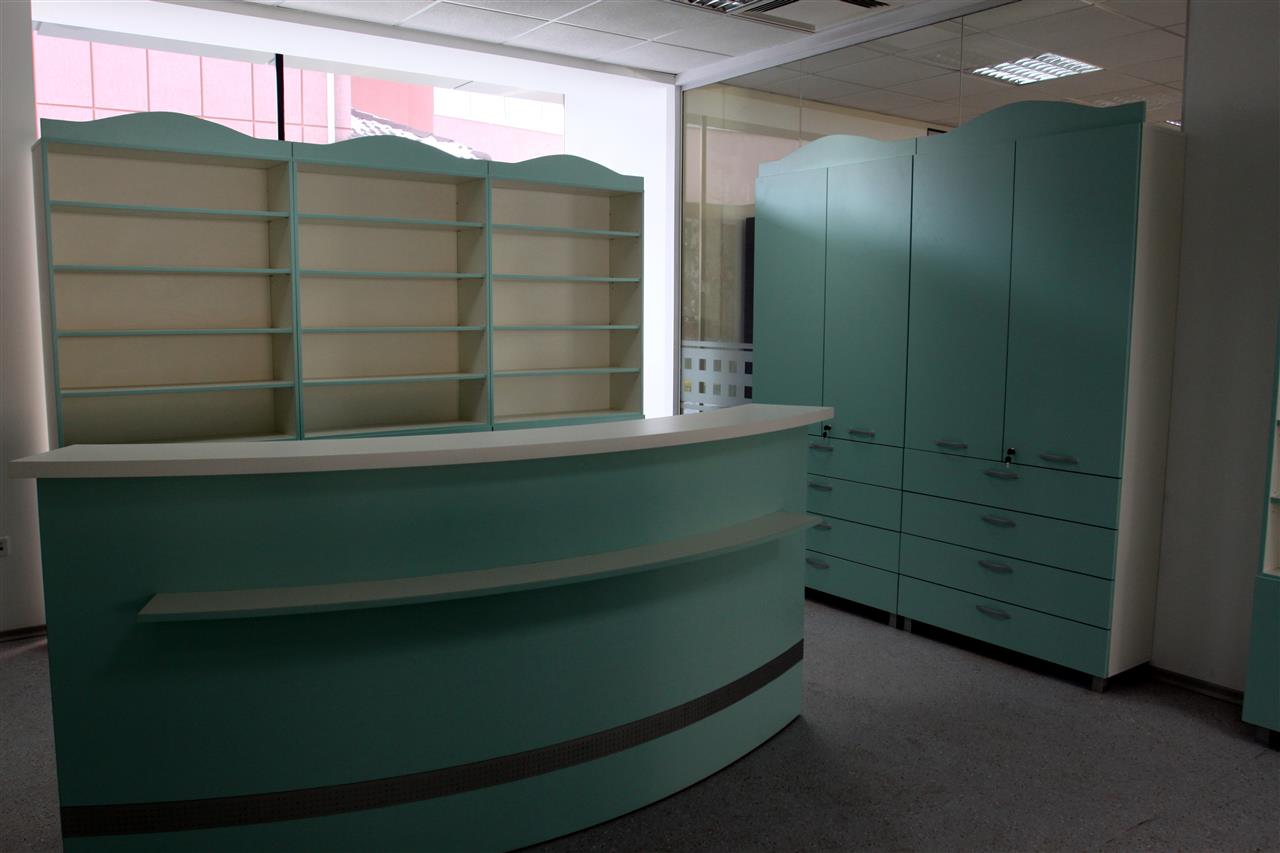 Poza Farmacie receptie + etajere, pal, alb, aqua green - mrf110204 [3]