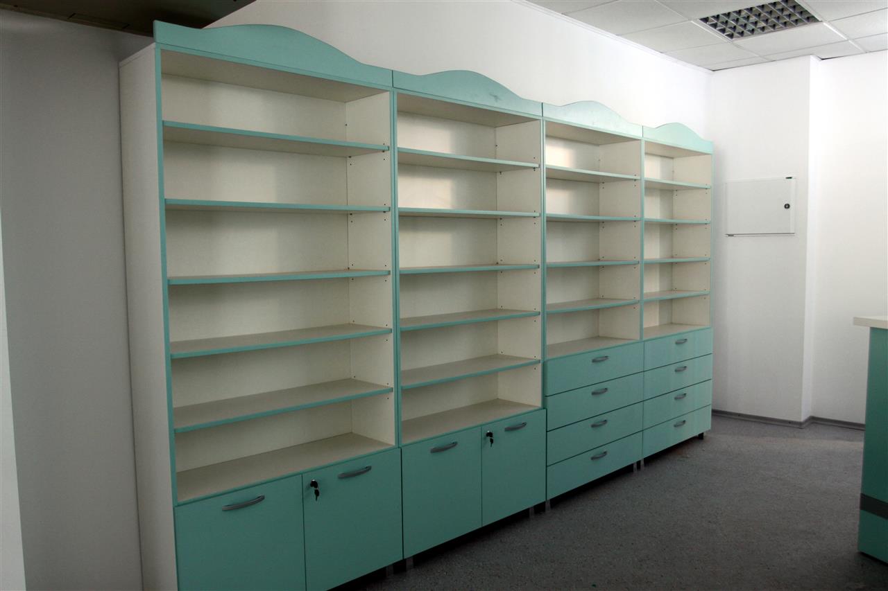 Poza Farmacie receptie + etajere, pal, alb, aqua green - mrf110204 [5]