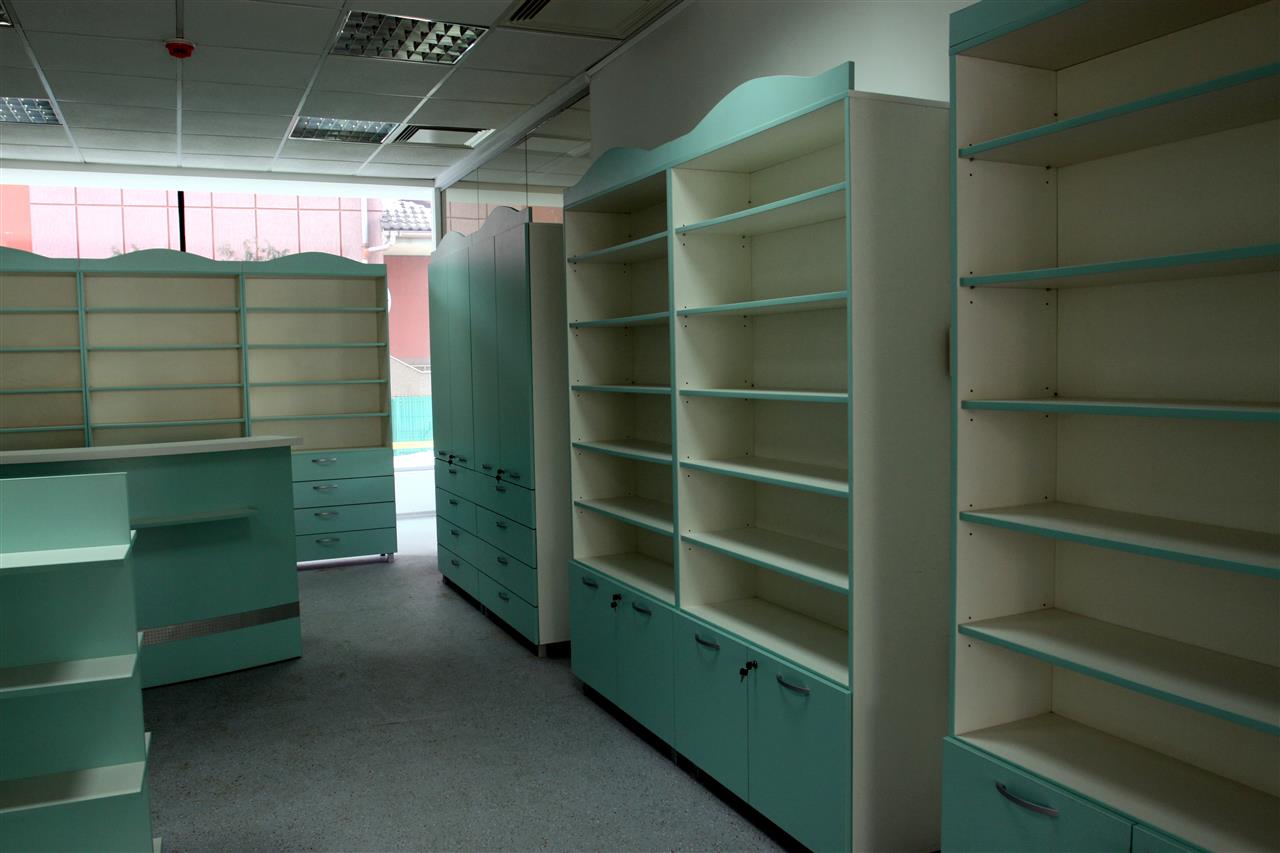 Poza Farmacie receptie + etajere, pal, alb, aqua green - mrf110204 [6]