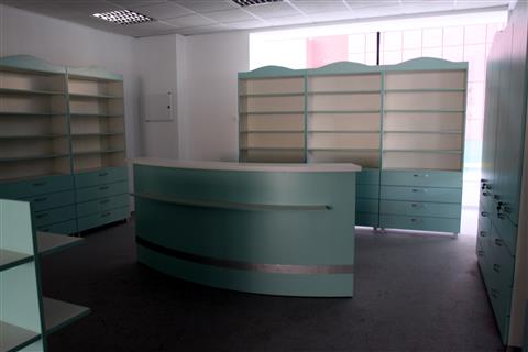 Poza Farmacie receptie + etajere, pal, alb, aqua green - mrf110204 [1]