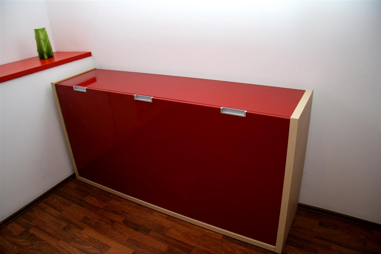 Poza Birou pal, rosu, artar, structura inox - obr081006 [3]