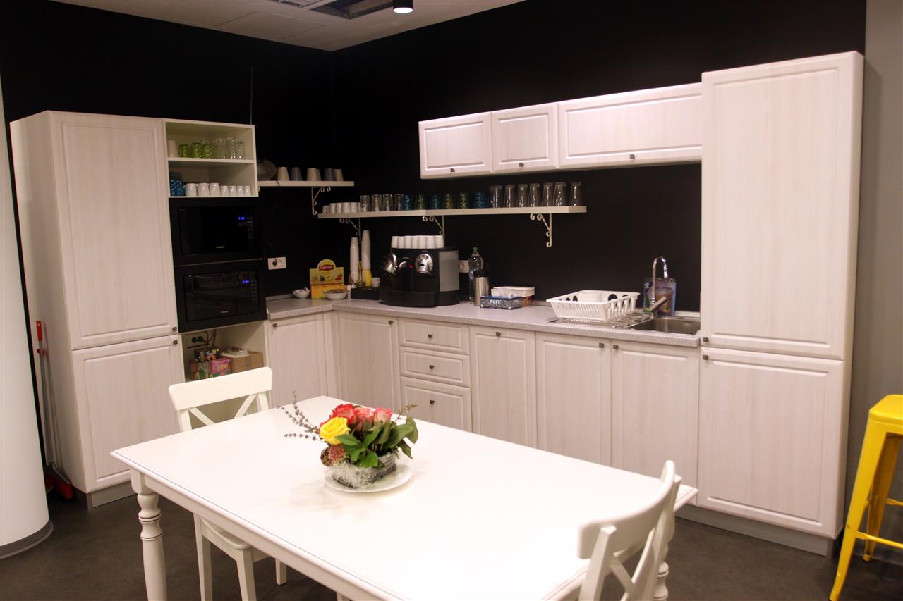 Poza Oficiu L, corp usi, masa, pal, blat, mdf infoliat, stejar arlington natur, alb hacienda - oof160910 [1]