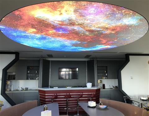 Poza Oficiu unghi, pal, blat, corian, gri, rosu burgund, iluminare leduri - oof180415 [1]