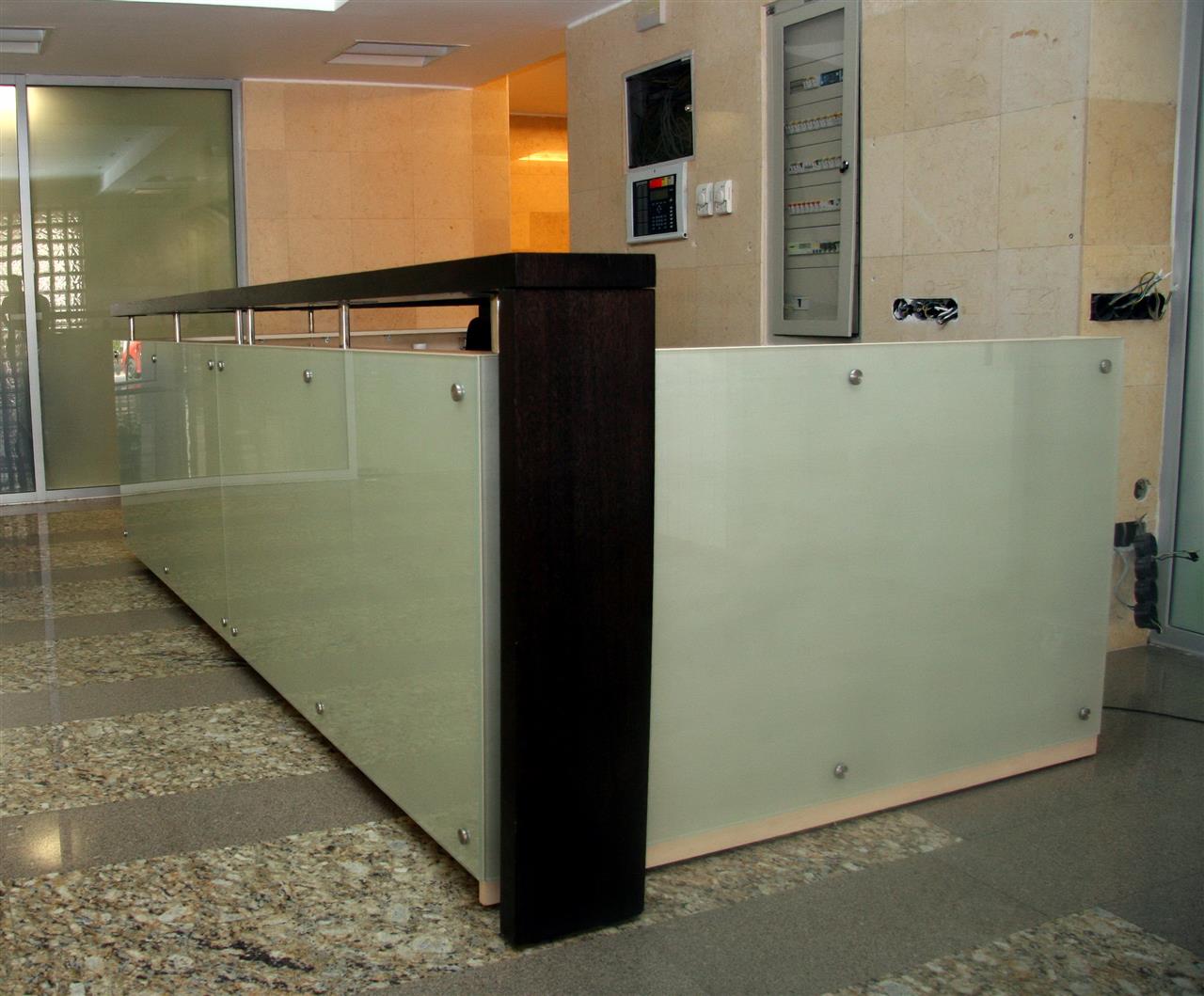 Poza Receptie L, pal, geam sablat, wenge, mesteacan alb - orc070510 [3]