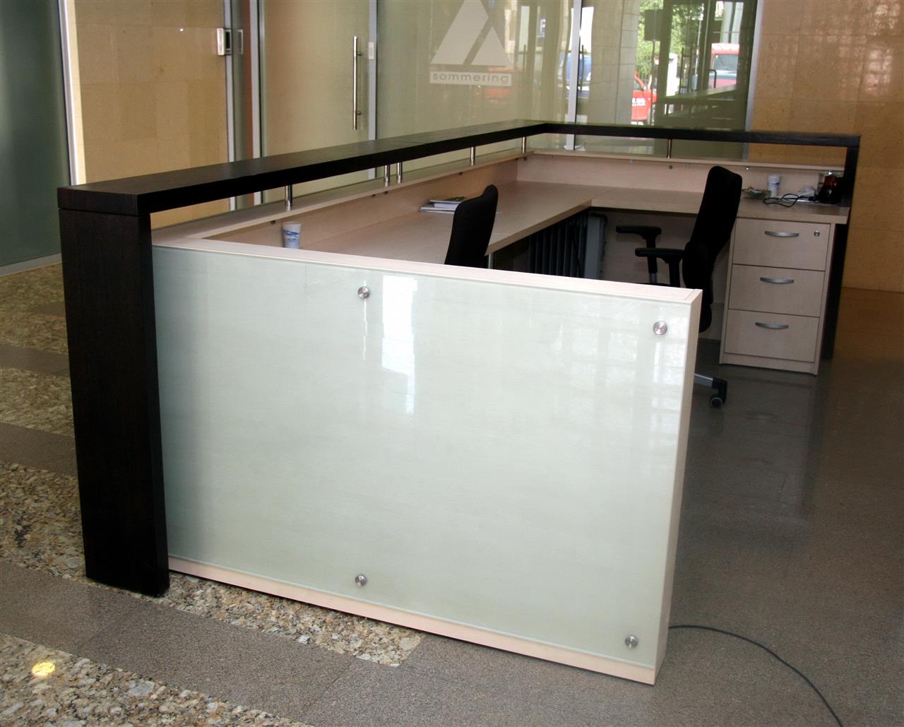 Poza Receptie L, pal, geam sablat, wenge, mesteacan alb - orc070510 [4]