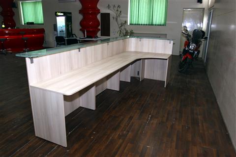 Poza Receptie L, pal, geam sablat, stejar cremona nisip - orc120125 [1]