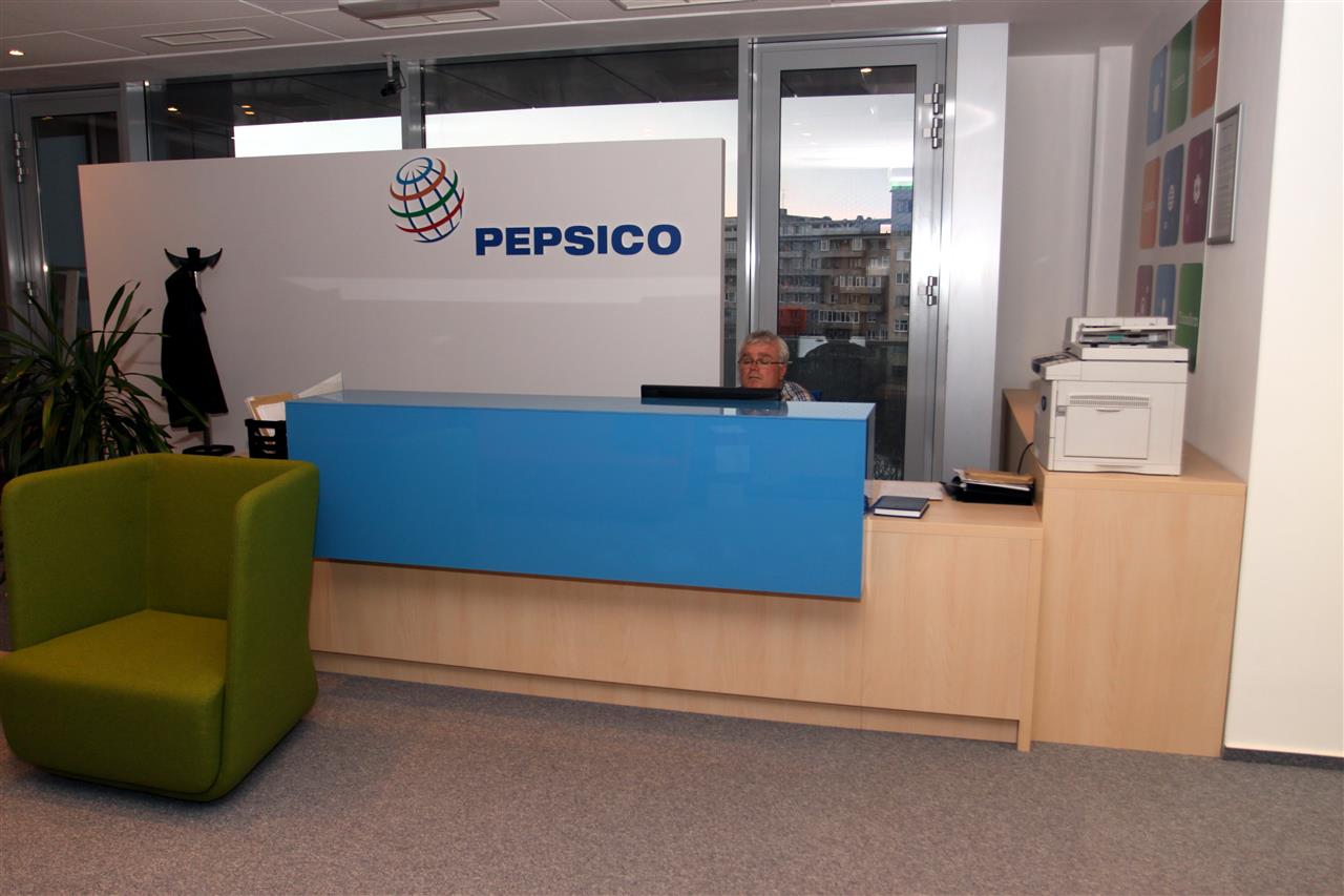 Poza Receptie L, pal, stejar ferrara natur deschis, albastru - orc120227 [1]