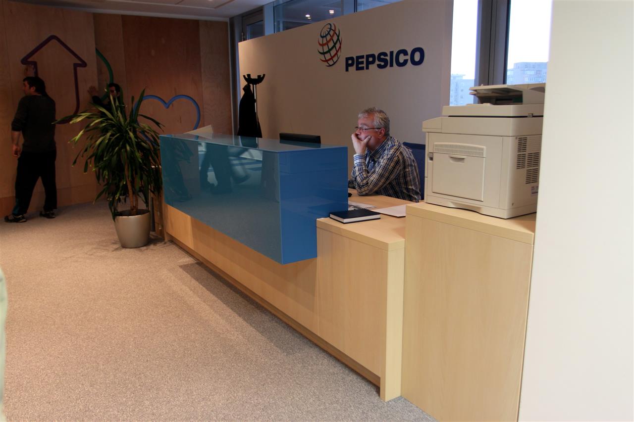 Poza Receptie L, pal, stejar ferrara natur deschis, albastru - orc120227 [2]