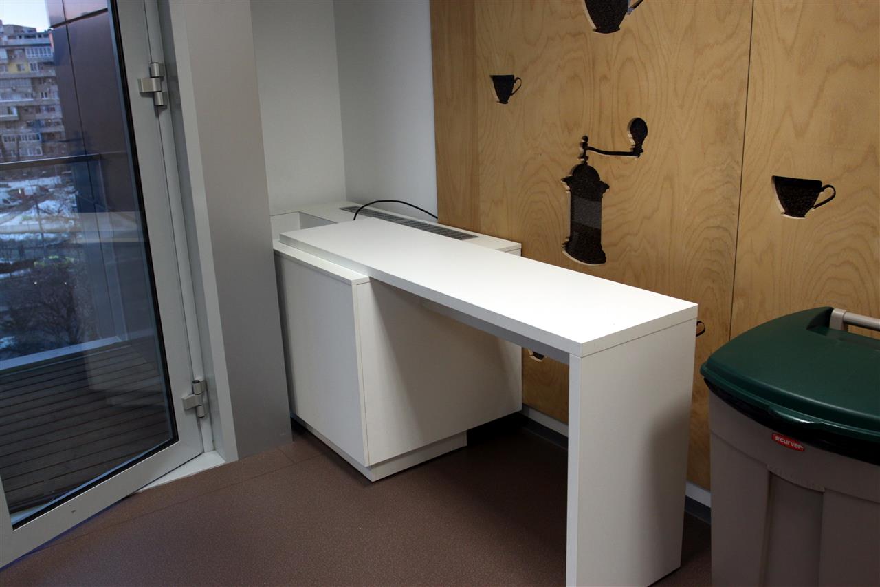 Poza Receptie L, pal, stejar ferrara natur deschis, albastru - orc120227 [3]